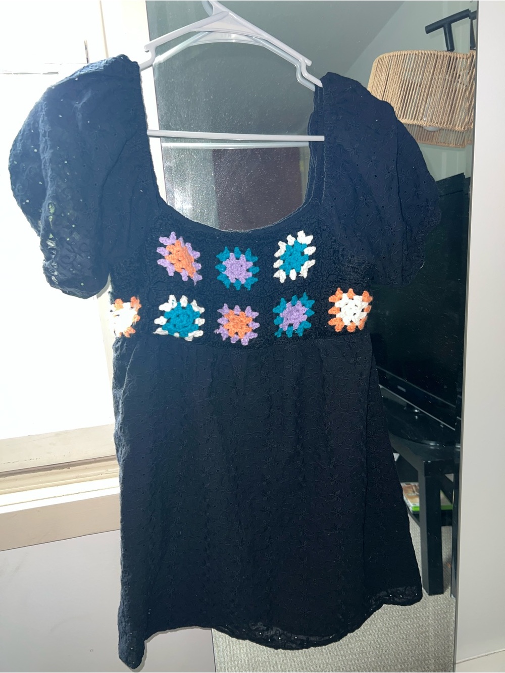 Pink Lily Black Crochet Dress with Teal and White Accents - Picture 3 of 3